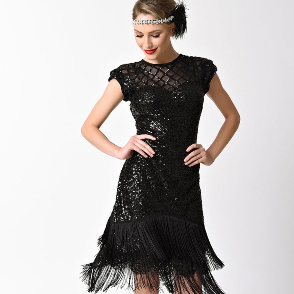 Del Mar Unique Vintage 1920' Beaded Flapper Dress